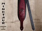 Wide Bass Red-black Leather Padded Strap   Vintage Style Bass Guitar Strap