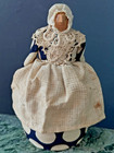 Antique Painted Wood Nut   Lady Pincushion Primitive Doll