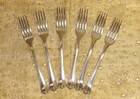 Set Of 6 German Antique 800 Silver Trefoil Pattern Dinner Forks - 254 Grams  Af