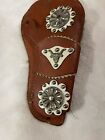 2 Vintage Brown Leather Cowboy Cap Gun Pistol Holsters Hubley  Fancy  