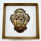 Vintage Victorian Style Bronze Gilt Young Girl Art Nouveau Brooch  2 75  Tall