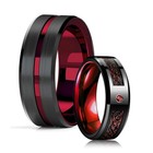 8mm Red Carbide Ring Carbon Fibre Black Celtic Dragon Men s Jewelry