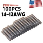 100pcs Heat Shrink Butt Wire Connectors Crimp Terminals  Black Awg 14-12 Gauge