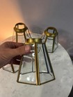 Set Of 4 Brass   Beveled Glass Replacement Lampshades 5 x5  Top Opening 1 3 4 