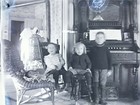 Glass Negative Photo Victorian Children Parlor Pump Organ Furnace Antique 1905