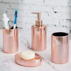 4 Piece Rose Gold Ceramic Bathroom Accessories Set  Toothbrush Holder  Soap Dish