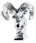 Hood Ornament Rams Head Chrome Die Cast For Flat Surface 3 5  Tall Gg 48052