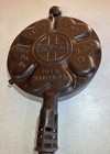 Vintage Griswold Slant 18 Heart   Star Waffle Iron W high Base 919 920  1920 s 