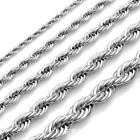 Stainless Steel Twisted Rope Silver Chain Necklace Men Women 2 2 5 3 4 5 7 9 mm