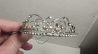 Vintage Large Doll Size Silver Metal Tiara With Clear Stones  Free Shipping