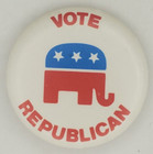 Vintage Vote Republican Red White And Blue Elephant Pinback Button
