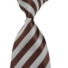 New Classic Striped Coffee White Jacquard Woven 100  Silk Men s Tie Necktie