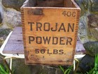 Vintage Trojan Powder Co Wood Shipping Crate   50 Lbs Dynamite Dangerous Mining