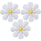 3-pack White Daisy Applique Patch - Mini Embroidered Flower Badge 1   iron On 