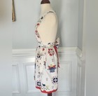 Vintage Apron Pockets Fruit Flowers Heart Handmade 80 s Back Tie Primary Colors