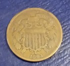 1864 Usa United States Of America Bronze 2 Cents Union Shield Coin - First Year