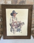 Coors 1981 Gordon Snidow Baked Beans And Beer Cowboy Framed Art Vintage