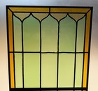 43  Tall Pair Of Antique French Stained Glass Window Panels Green   Yellow Glass