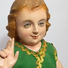 Vtg Santo Ni  o Christ Child Statue On Wood Stand Green Robe Religious Figure 17 