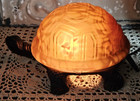 Vintage Amber Colored Glass Turtle Accent Table Lamp Night Light Cast Iron Body