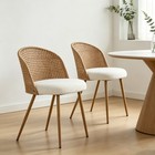 Pe Rattan Dining Chairs Set Of 2 4 W  Detachable Cushion Mats Metal Legs Modern