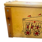 Vtg Wooden Toy Box Circus Train Bear Theme Kids Child s Storage Bin Clowns 50s