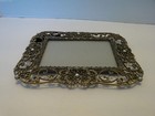 Vintage Metal Floral Filigree Picture Frame W  Stand  Gold-tone
