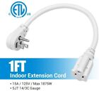 Dewenwils Indoor Flat Plug Extension Cord 14 Gauge Heavy Duty 3 Prong 3pack 1ft