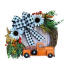 Halloween Pumpkin Truck Wreath Retro Pumpkin Cart Garland Porch Door Home Decor