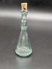 Vintage Green Glass Bottle With Cork 5 Inches Tall
