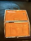 Abas Women   s Wallet Orange Crocodile Pattern Folding Card Slots Id Window Frame