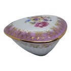 Vintage Dresden Porcelain Triangle Trinket Box Roses Floral Gold Gilt Hand Paint