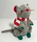 Ty Holiday Baby Dickens The Gray Mouse 4  Plush Stuffed Christmas Ornament