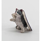 Miniature Cat Figurine Blue Book Grey White Fluffy Kitten Resin Decor Piece Pvc