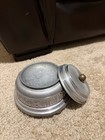 Vintage Powder Puff Music Box Round Metal Vanity  Victorian Era Couple