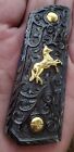 1911 Officers Compact Pistol Grips Cachas Caballitos Mexican Premium Gold Plated