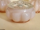 Vintage Fenton Powder Jar   2 Small Cologne Pink Decor Melon Vanity Set