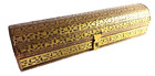 Vtg Wood Brass Overlay Incense Trinket Box Copper Trim Ornate India 12 