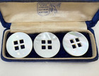 Lot Of 9 Antique Victorian Buttons Carved Square Hole Genuine Shell Mother Pearl