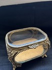 Antique Filigree Matson Jewelry Box Casket With Beveled Glass Display Case