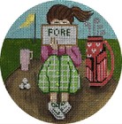 Needlepoint Handpainted Gayla Elliot Golf Stitching Girl 5 