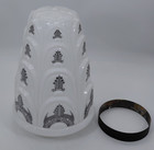 1930   s Art Deco Skyscraper Milk Glass Pendant Light 16in Tall  6in Fitting Diam
