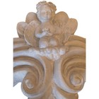 Faux Wood Molded Relief Composite Cream White 21  Vtg Cherub Door Pediment Decor