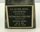 Pittsburgh Steelers 6x Super Bowl Champions Engraved Plate For Framing Etc 