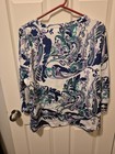 New With Tags  Liz Claiborne Crema Paisley Blouse With Split Cuffs Sleeve Size L