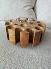 Vintage Wooden Poker Chip And Card Holder On Carousel Base  