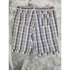Riders Copper Plaid Tie Belted Cuffed Shorts Size 15 16 Multi High Rise Bermuda