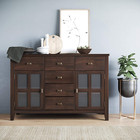 Artisan Solid Pine Wood 54 Inch Contemporary Sideboard Buffet Credenza In Dark C