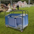 Folding Table Cart With Wheels  Q235 Steel Table Trolley For 10 Tables