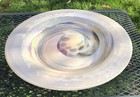 Vtg Mid Century Modern White Pearl Swirl Murano Art Glass Xl Centerpiece Bowl